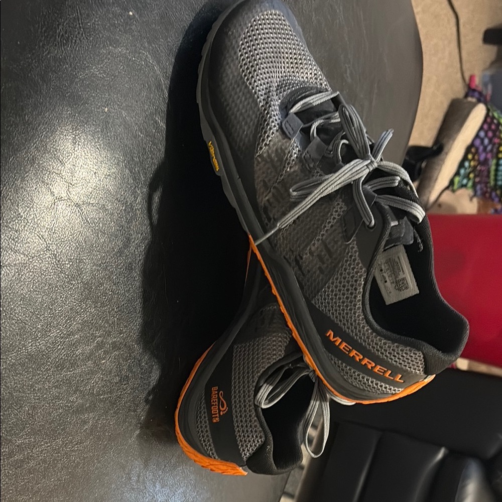 Merrell Gray and Orange Athletic Shoes with Mesh Upper and Traction Sole